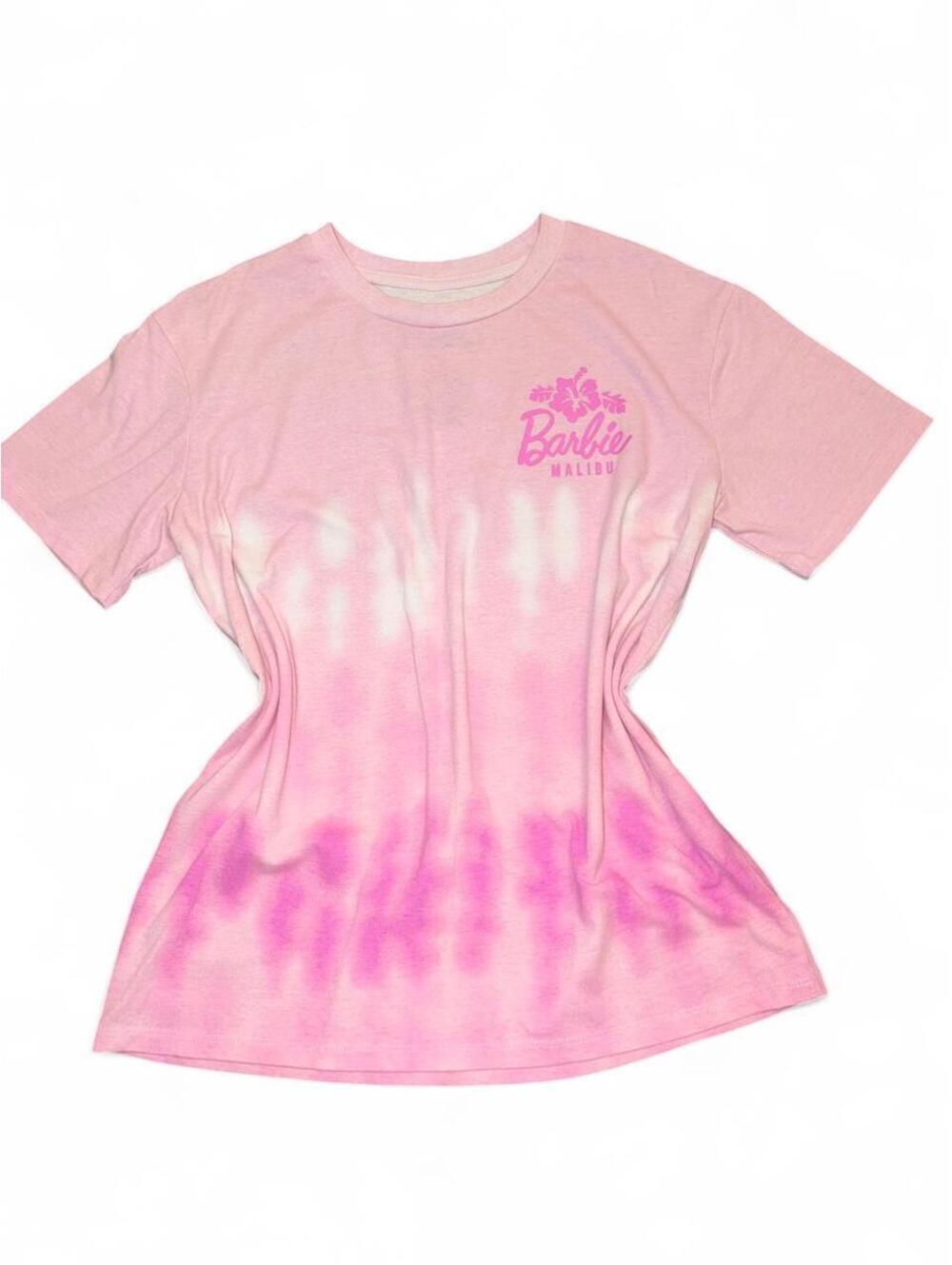Pink official Barbie Malibu tie-dye cotton & polyester t-shirt in a S
